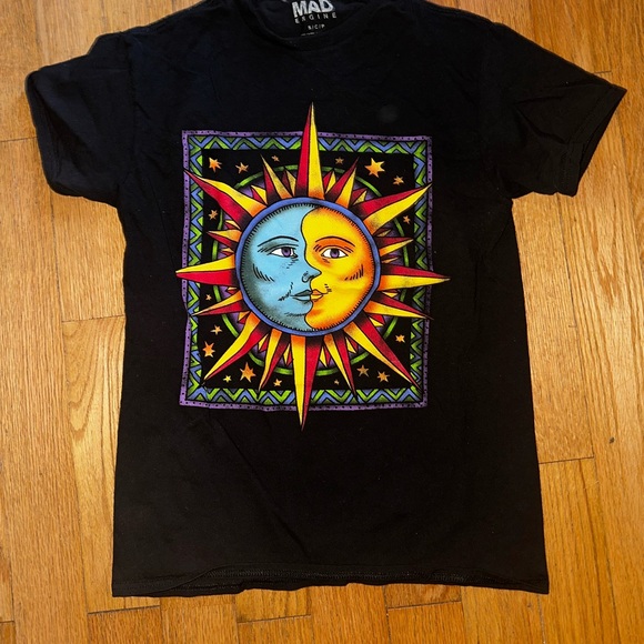 MAD Engine Tops - MAD Engine Black and Blue Short Sleeve Tee with Celestial Graphic